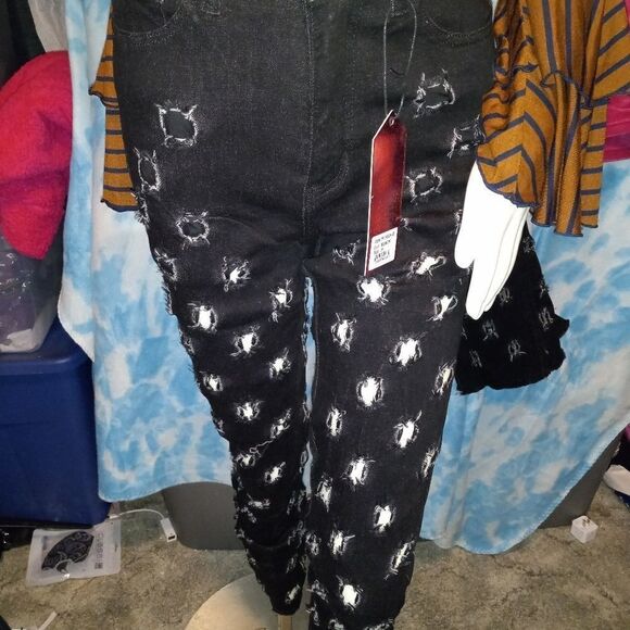 Purple Candy Hole Punch Skinny Jeans - Picture 7 of 8